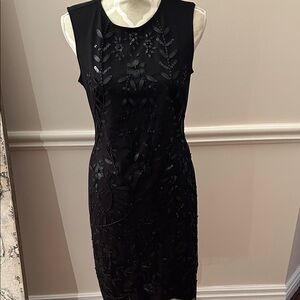 Frank Lyman Design Black Embroidered Midi Dress - Size 8